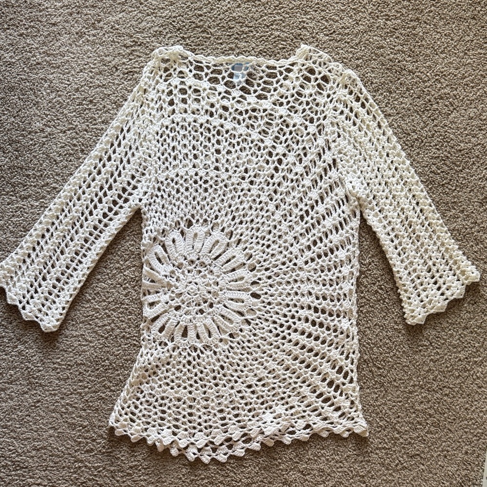 Cream Crochet Knit Top - Picture 2 of 3